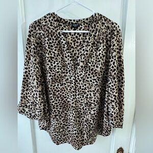 Torrid Animal Print Blouse - Black and Brown